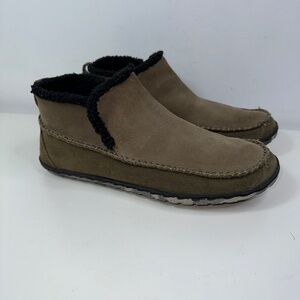 LL Bean Mountain Slipper Boot Mocs Fleece Lined Gray Suede Slip On M